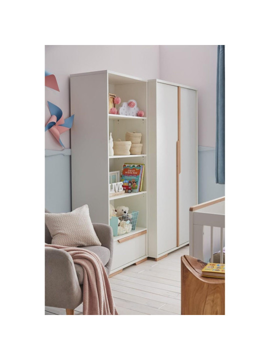 Cameretta completa 3 pezzi con Armadio, Cassettiera e Culla 60x120 trasformabile in lettino in Legno Bianco collezione Snap