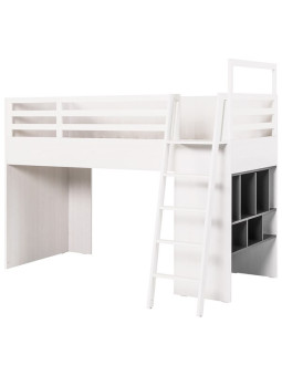 Letto rialzato Multi per bambini e ragazzi in legno con leggero effetto larice - collezione Nest di VOX