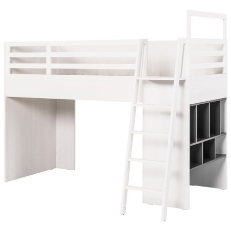 Letto rialzato Multi per bambini e ragazzi in legno con leggero effetto larice - collezione Nest di VOX