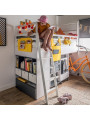 Letto rialzato Multi per bambini e ragazzi in legno con leggero effetto larice - collezione Nest di VOX