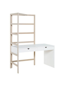 Scrivania 140 per bambini e ragazzi in legno naturale e bianco con Scaletta portaoggetti - collezione Stige di VOX