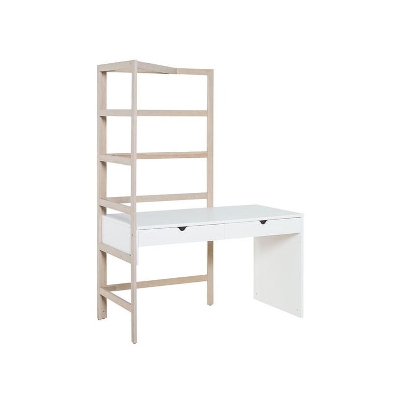 Desk 140 for Children and Teenagers in natural and white wood with Ladder Stige collection by VOX