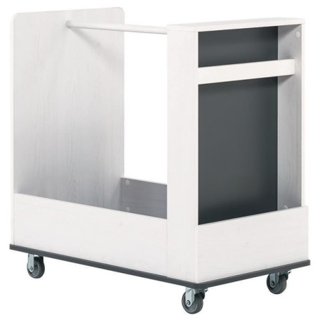 Container with a Rod (for Multi bed) for Children and Teenagers in grey and white wood Nest collection by VOX