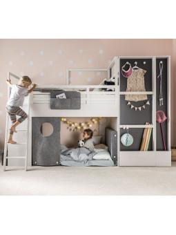 Container with a Rod (for Multi bed) for Children and Teenagers in grey and white wood Nest collection by VOX