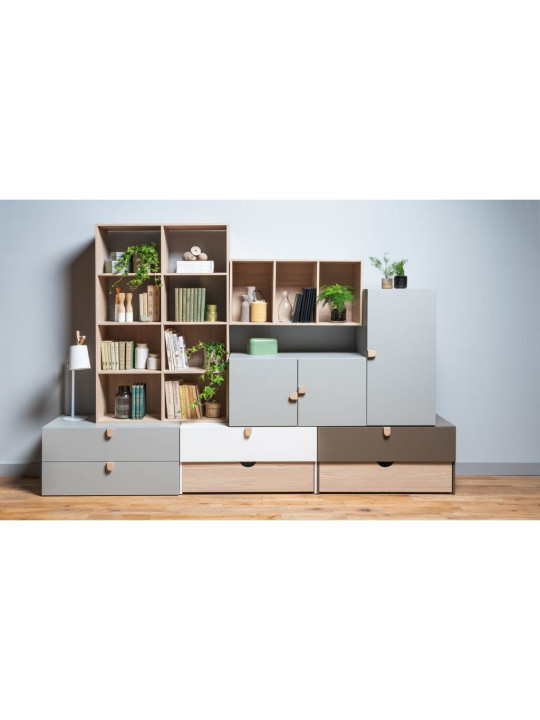 Modular bookcase for Children and Teenagers in natural or blue or pistachio wood Stige collection by VOX