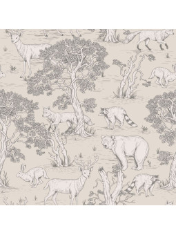 Upholstery Wallpaper for Children's Bedroom with Natural Animals by Dekornik