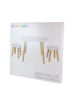 Set Tavolo e 2 sgabelli per bambini in legno bianco e naturale perfetto per studiare, giocare, mangiare e divertirsi