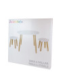 Set Table and 2 stools for children in white and natural wood perfect for study, play, eat and get fun