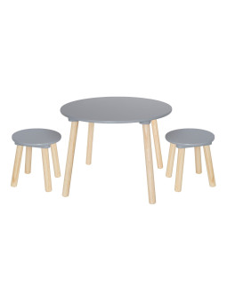 Table and 2 Stools grey -...