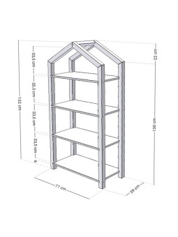 Libreria per Bambini in legno massello FSC a forma di casetta