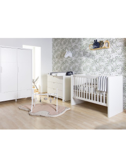 Cassettiera per Bambini in MDF bianco con 3 cassetti - Dimensioni: 100 x 75 x 89 cm - Disponibile fasciatoio removibile