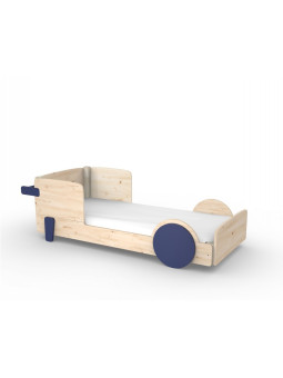 Single bed for children 90x190 in the shape of a car - Montessori bed in pine wood with colored wheels