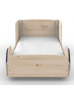 Single bed for children 90x190 in the shape of a car - Montessori bed in pine wood with colored wheels