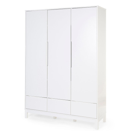 Large children bedroom wardrobe in MDF and white pine wood - with 3 doors and 3 drawers