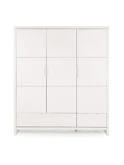 Large bedroom wardrobe in white MDF with 3 doors and 2 drawers - Quadro by Childhome