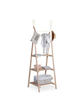 Montessori wardrobe for children in solid natural beech wood with 3 shelves - Tipi by Childhome