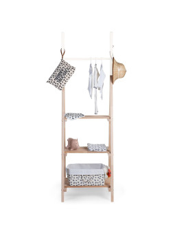 Montessori wardrobe for children in solid natural beech wood with 3 shelves - Tipi by Childhome