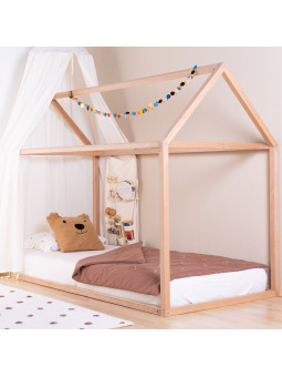 Montessori house bed frame for children 3+ in solid beech wood by Childhome - Mattress size 90x200 cm