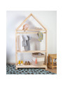 Montessori house wardrobe for children in solid natural beech wood with 3 shelves - by Childhome