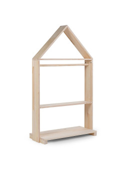 Appendiabiti a casetta montessoriano per bambini in legno massello di faggio naturale con 3 ripiani - by Childhome