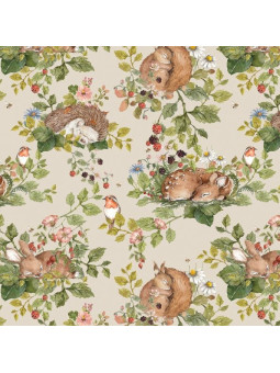 Carta da Parati Tappezzeria per Cameretta dei Bambini Little Sleepy Animals Light by Dekornik