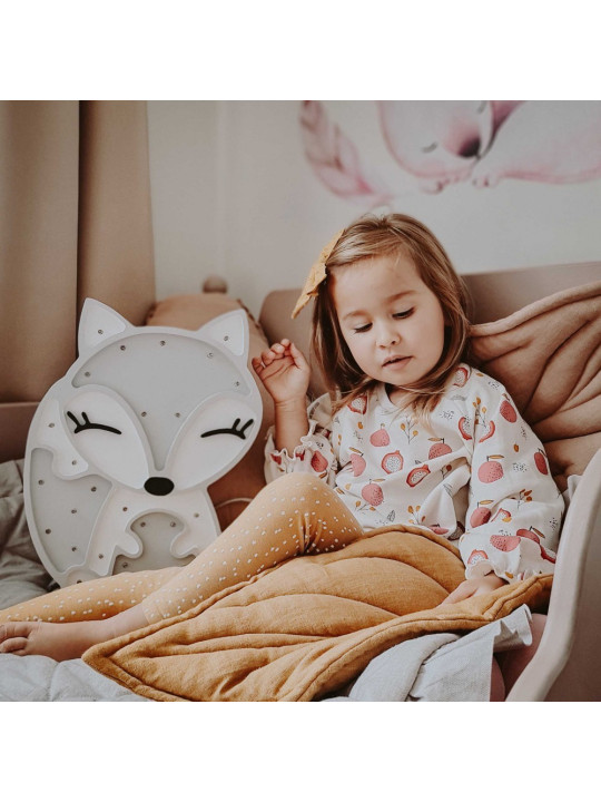 Lampada per la Cameretta dei Bambini in Legno FSC a forma di Volpe - Misure: 38x28x5,5 cm - Luce a LED colore bianco caldo