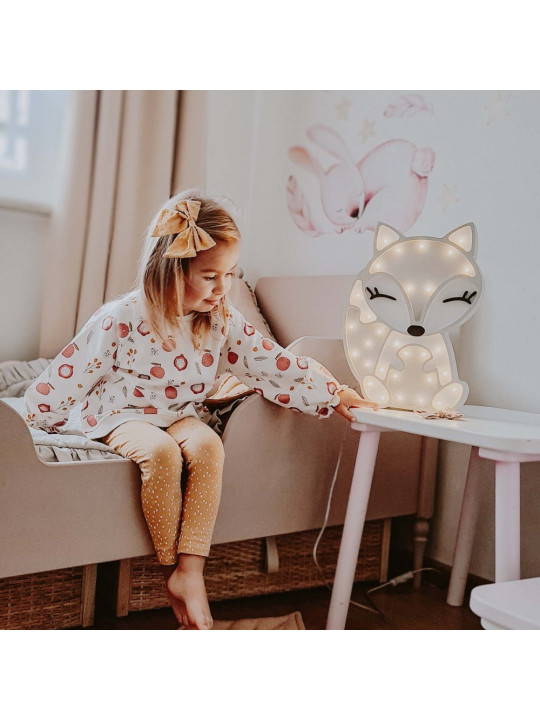Lampada per la Cameretta dei Bambini in Legno FSC a forma di Volpe - Misure: 38x28x5,5 cm - Luce a LED colore bianco caldo