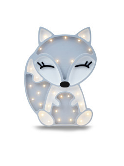 Lampada per la Cameretta dei Bambini in Legno FSC a forma di Volpe - Misure: 38x28x5,5 cm - Luce a LED colore bianco caldo