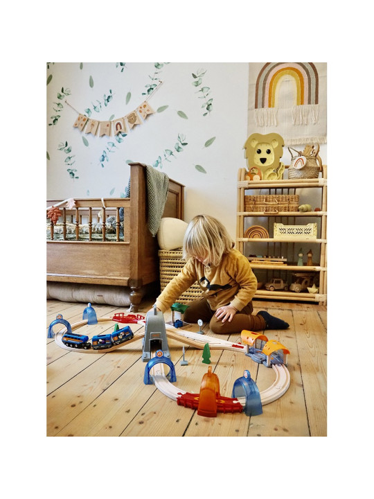 Lamp for the Children's Bedroom in solid FSC pine wood in the shape of a Lion - Dimensions: 40x32x5,5 cm - LED warm white light