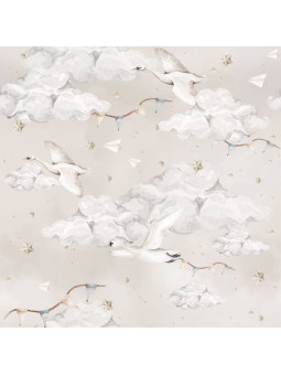 Carta da Parati Tappezzeria per Cameretta dei Bambini Magic Magic Swans Beige by Dekornik