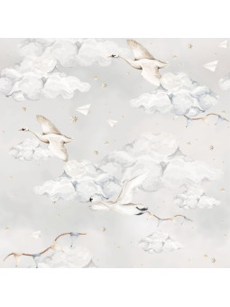 Wallpaper for Children's Bedroom Magic Swans Blue by Dekornik