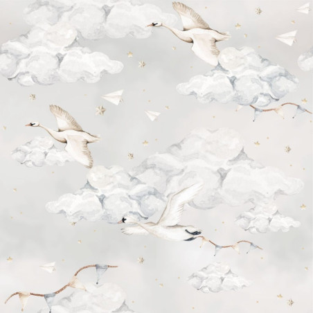 Wallpaper for Children's Bedroom Magic Swans Blue by Dekornik