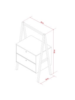 2-drawer chest of drawers for children's bedroom in acacia wood - Dimensions: L 88cm x D 60cm x H 150cm