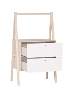 2-drawer chest of drawers for children's bedroom in acacia wood - Dimensions: L 88cm x D 60cm x H 150cm