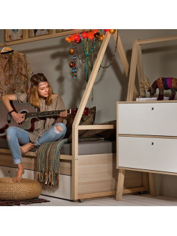 2-drawer chest of drawers for children's bedroom in acacia wood - Dimensions: L 88cm x D 60cm x H 150cm