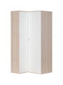 2-Door Corner Wardrobe in white and acacia pine wood Spot by VOX - Dimensions: 105 cm x 100 cm x 210 cm (W x D x H)