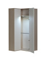 2-Door Corner Wardrobe in white and acacia pine wood Spot by VOX - Dimensions: 105 cm x 100 cm x 210 cm (W x D x H)