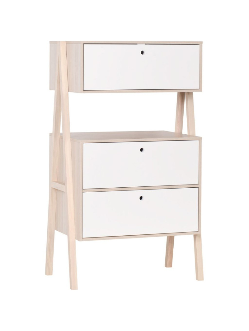 Cassettiera 3 cassetti per la cameretta dei bambini in legno di acacia