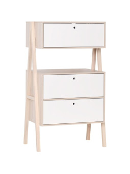 Cassettiera 3 cassetti per la cameretta dei bambini in legno di acacia