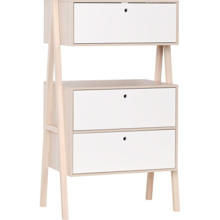 Cassettiera 3 cassetti per la cameretta dei bambini in legno di acacia