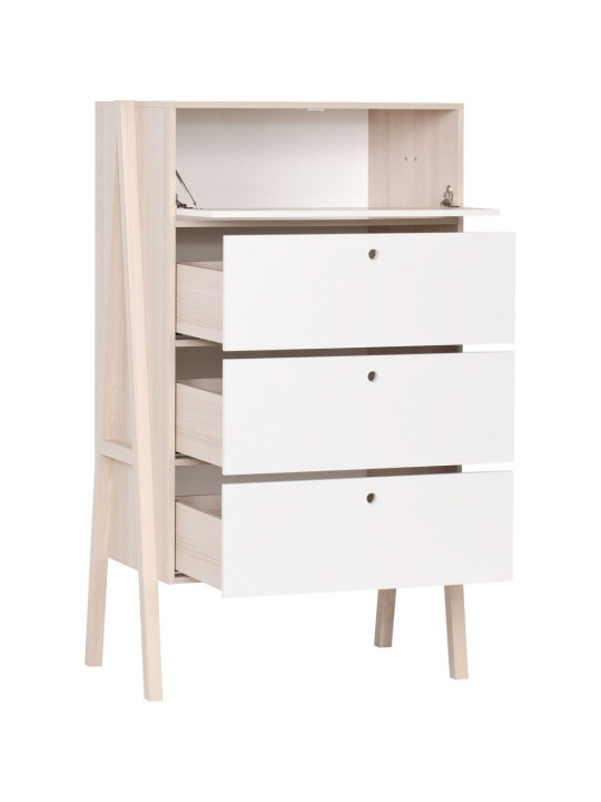 Cassettiera 4 cassetti per la cameretta dei bambini in legno di acacia