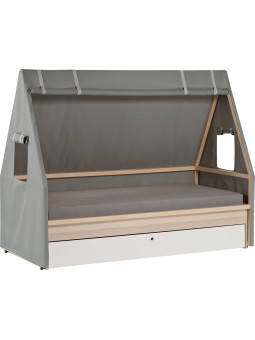 Letto singolo 90x200 per bambini e ragazzi in legno naturale con tenda - collezione Spot Young di VOX