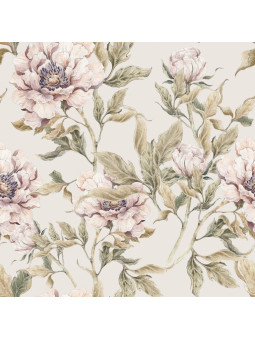 Carta da Parati Tappezzeria per Cameretta dei Bambini Paradise Peonies Beige by Dekornik