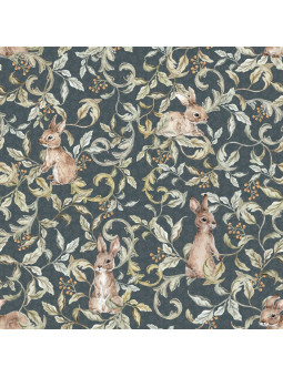 Wallpaper for Children's Bedroom Rabbits Groove Dark by Dekornik