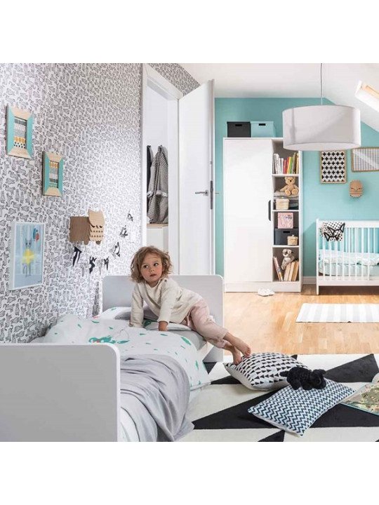 Crib for babies convertible into Montessori bed for children 70x140 in white wood Maxim collection by VOX