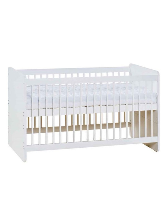 Crib for babies convertible into Montessori bed for children 70x140 in white wood Maxim collection by VOX