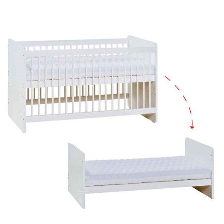 Culla per neonati trasformabile in lettino montessoriano per bambini 70x140 in legno bianco collezione Maxim di VOX