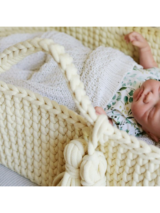 Moses basket Cradle Baby Basket Baby basket crochet in Oeko-Tex cotton - Happy Moses