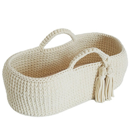 Cestino Mosè Culla Baby Basket Cesta Portabebè uncinetto in cotone Oeko-Tex - Happy Moses