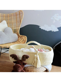 Moses basket Cradle Baby Basket Baby basket crochet in Oeko-Tex cotton - Happy Moses
